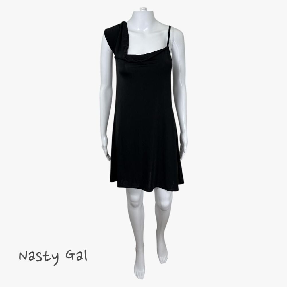 Nasty Gal Women's Slinky One Shoulder Mini Dress in Black Sz 6 Glam Party